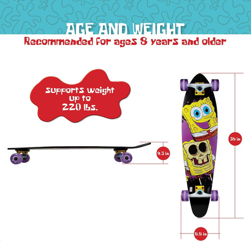 Skate Completo Kryptonics Spongebob 36 Longboard - Big Revea