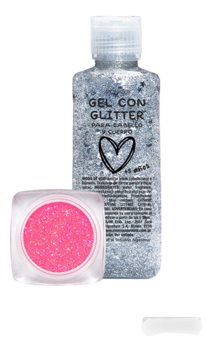 Gel Con Glitter Para Cabello Y Cuerpo + Brillo Labial