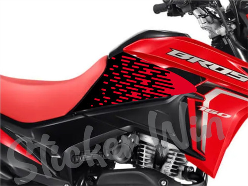 Adesivo Bros 160 2024 - Kit 3 Adesivos P/ Moto Vermelha A11