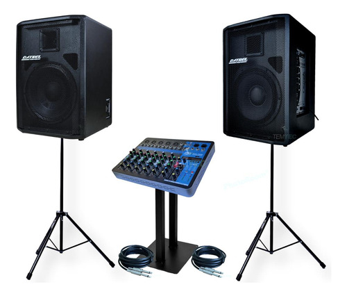 Caixa Som Kit Ativa Passiva 12 500w Datrel Tripé Mesa Bt