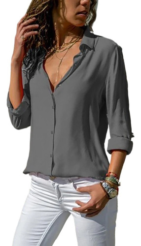 Casual Long Sleeve Solid Shirt Luxury Women's Blouses