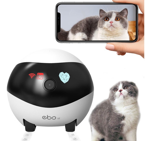 Robo Ebo Camera Pet Com Voz Visão Noturna Auto Carregamento Branco