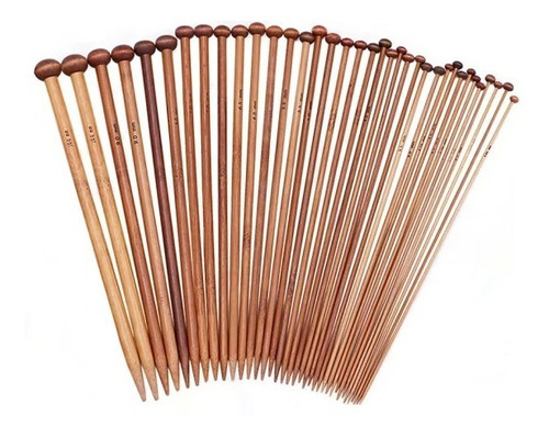 Imagen 1 de 6 de Set Palillos Para Tejer De Bambú, 2mm A 10mm (18 Tamaños)