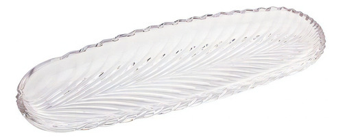 Prato Decorativo Leaf De Cristal 39,5x14x3cm- Lyor Cor Transparente