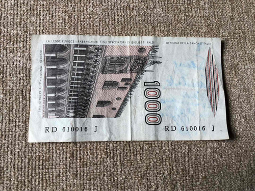 Cédula De 1000 Liras Italianas (mille Lire) Leia Descrição (Usado)