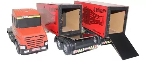 Mega Caminhão Brinquedo Scania Bitrem Bau Madeira Coca Cola