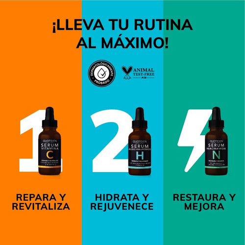 Imagen 2 de 7 de Kit 3 Serums: Vitamina C + Ácido Hialurónico + Niacinamida