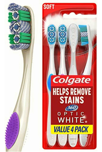 Colgate 360 Optic White Toothbrush Pack, Full Head Soft, 4