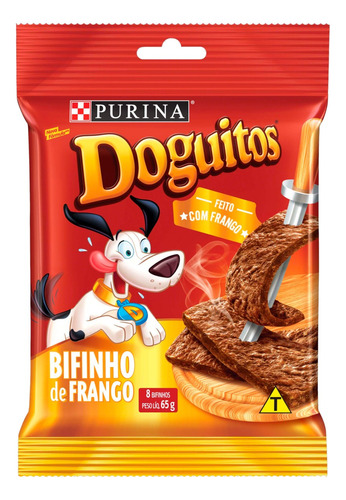 Bifinho para Cães Frango Purina Doguitos Pacote 65g 8 Unidades