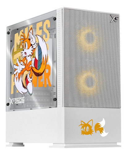 Gabinete Gamer Xtreme Pc Gaming Tails Comic Edition Mini Torre Micro Atx 3 Fan Argb Mesh Cristal Templado