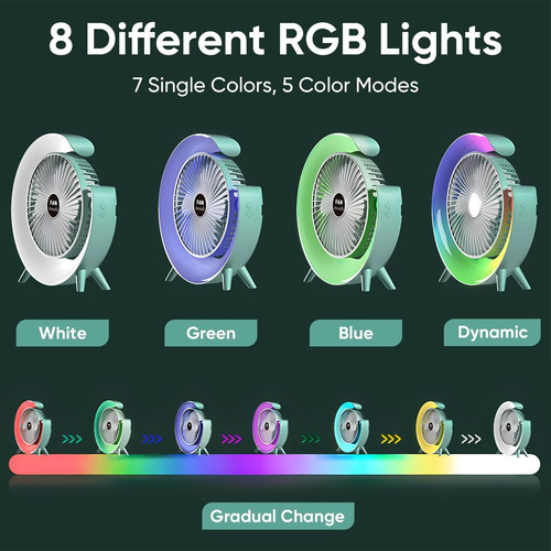 Ventilador De Escritorio De 5 Pulgadas Con Luz Led, Mesa