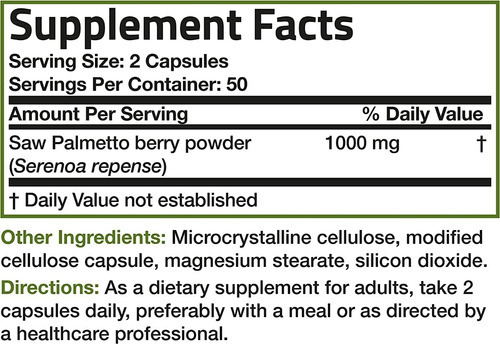 Saw Palmetto Sabal Palmito 1000mg 100 Capsulas Eg S52 Sabor Nd