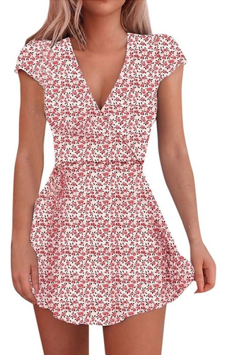 Vestido Corto Mujer Floral Moda Casual Fiesta Elegante