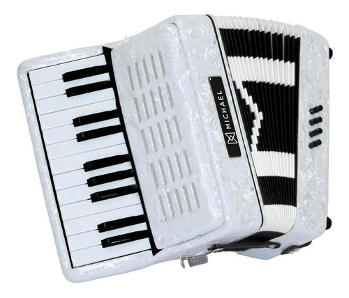 Acordeon 8 Baixos Acm0822 Pwh Branco Perola Michael C/ Bag