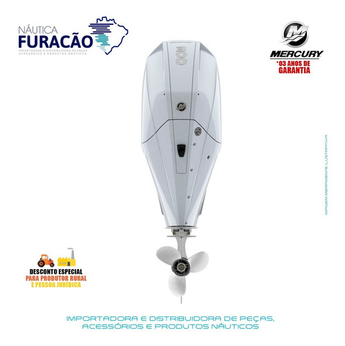 Motor De Popa Mercury 4 Tempos 300hp Cxl V8 Dts Branco