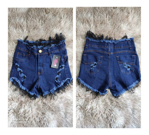 short jeans cintura alta desfiado mercado livre