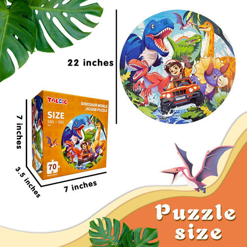 Puzle Talgic Dinosaur Para Niños De 4 A 8 Años, 70 Piezas Co