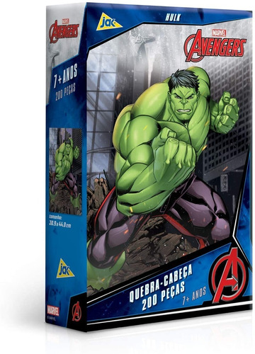 Quebra Cabeça Puzzle 200 Peças Avengers Hulk