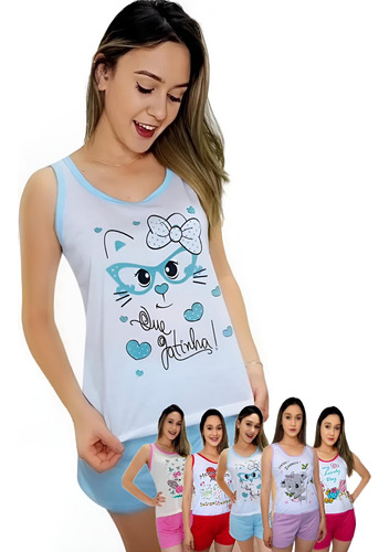 5 Pijamas Baby Doll Feminino Curto Verão Promoção Atacado