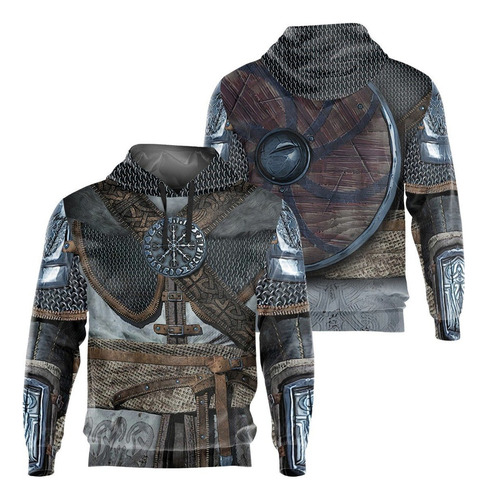 Sudadera Estampada De Armadura Vikinga, Unisex