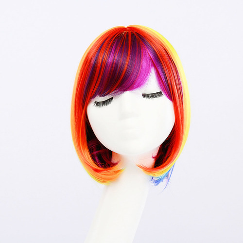 Peluca Multicolor De Pelo Corto Para Disfraz De Halloween O