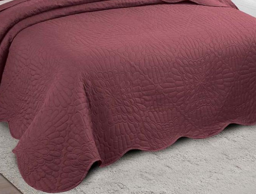 Kit Cobre Leito Veneza Casal Padrão Cama Box Cores Cor Bordô Colcha Cobre Leito Lisa