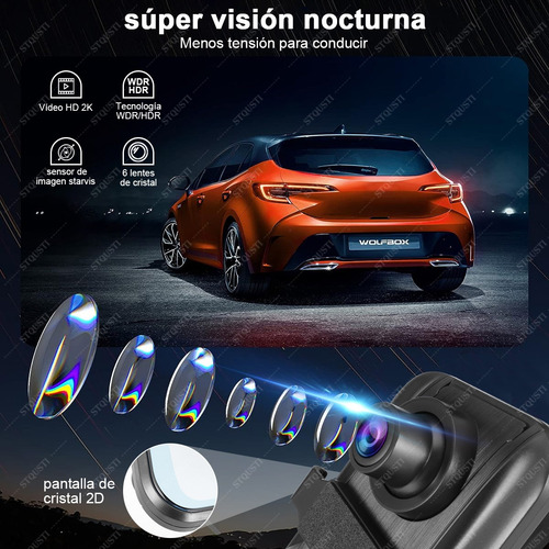 STQUSTI 2k Double Cámara Para Automóvil Pantalla Táctil 10'' Dashcam Stqusti Con Cámara De Visión Trasera