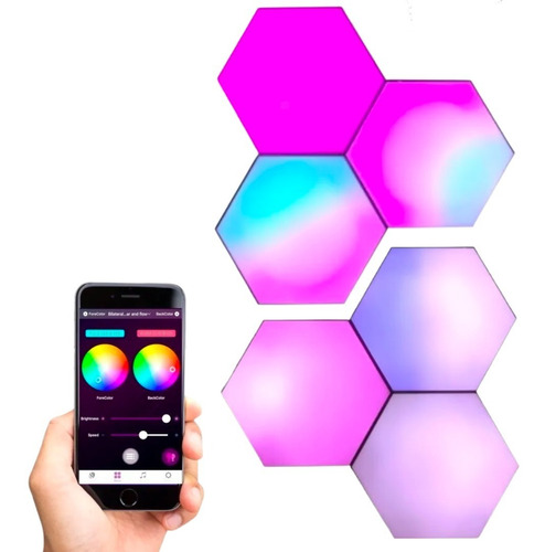 Lampara Led Hexagonal Rgb Control App | Kit 7 Paneles