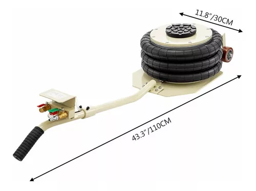 Gato de aire de triple bolsa, gato neumático de coche de 3 toneladas de  elevación rápida de hasta 16 pulgadas de altura para reparación de  automóviles