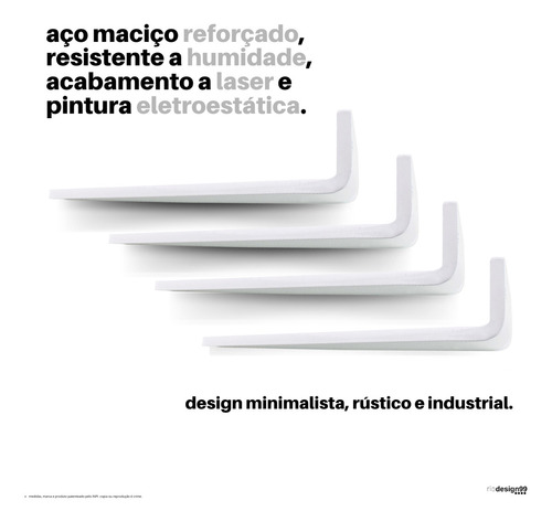 15cm - Mão Francesa Cantoneira Branca Reforçada - Rio Design99 - Ferro Aço Suporte Para Prateleira Resistente Industrial Prateleira Madeira Bancada Estante Triangular S28