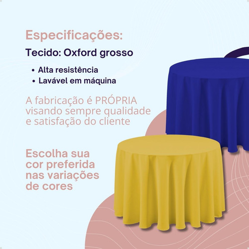 Kit 20 Toalha De Mesa Redonda 2,20m Oxford Para Festa Buffet