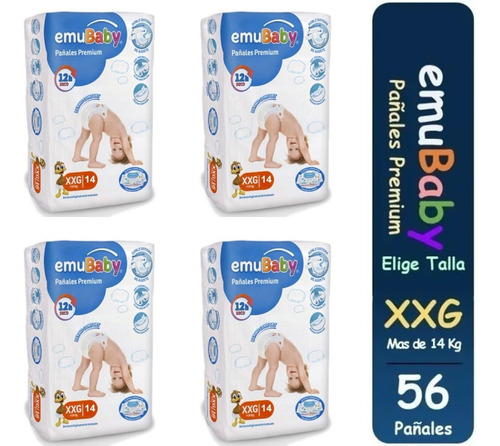 4pack Pañales Emubaby Premium Tallas P M G Xg Xxg Envio Full