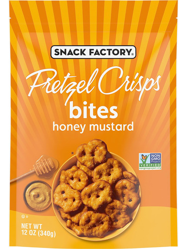 Snack Factory Pretzel Crisps, Miel Mostaza, 12 Onzas