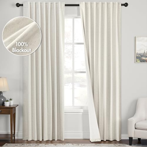 Cortinas Opacas De Lino Anroduo Para Dormitorio De 84 Pulgad