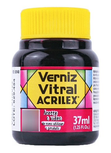 Verniz Vitral 37ml Acrilex Kit C/5 Cores A Sua Escolha