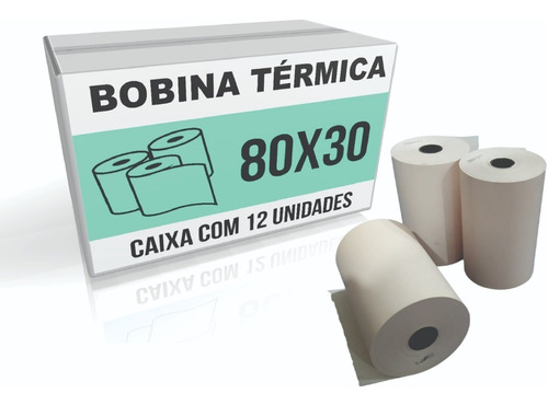 Bobina Térmica Para Impressora Fiscal 80x30 Ecf Sat Cx 12 Un