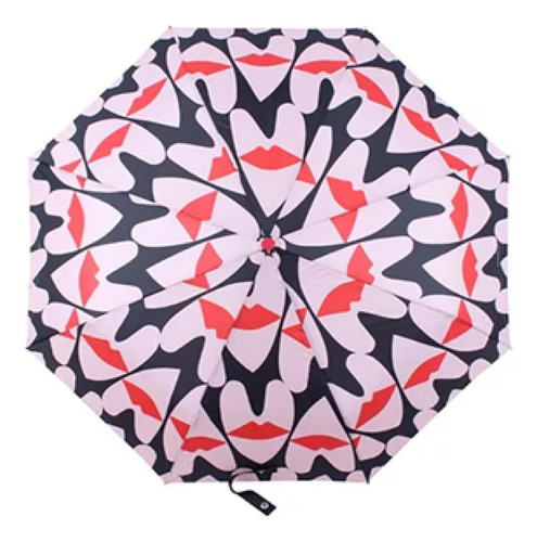 Paraguas Oreiro Love Reforzado Plegable Resistente Color Rojo Diseño De La Tela Único