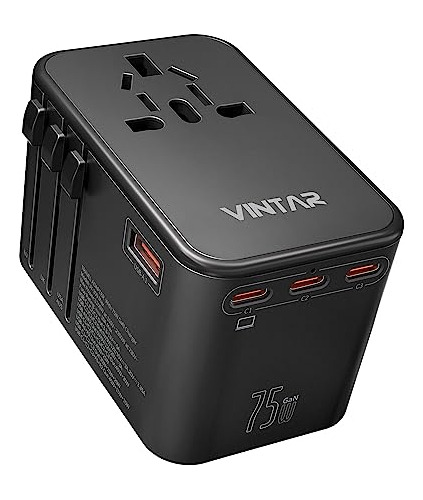 Adaptador Universal De Viaje, Vintar 75w Gan, 3 Usb