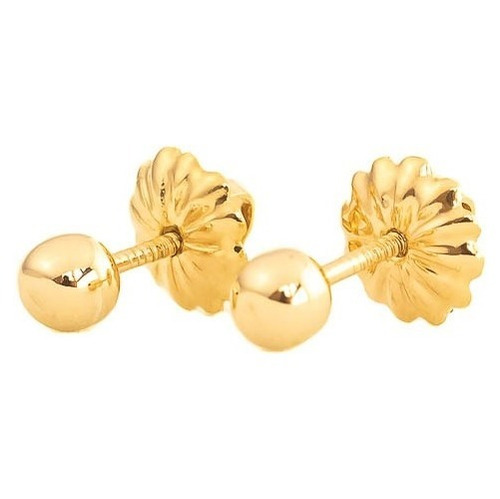 Aros Bolita #1 Pelotitas Oro 18k,zarcillos Para Mujer Y Niña