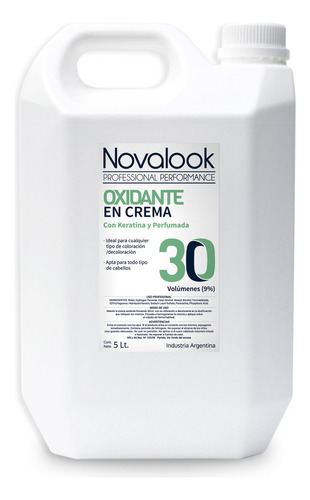 Oxidante Crema Novalook Con Keratina 30 Volumenes 5 Litros