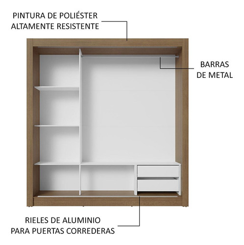 Ropero Closet Madesa 3 Puertas 1 Espejo Mm 01 Color Rustic