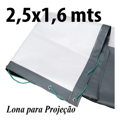 Lona P/ Projeção 2,5x1,6 Telão Tela Palestra Branca Prateada