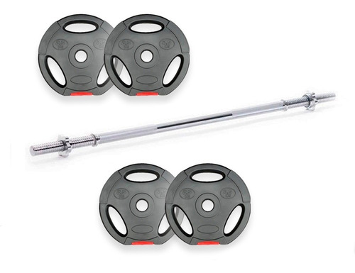 Set Barra Maciza 1.20 Mt + 10 Kg Discos Rellenos