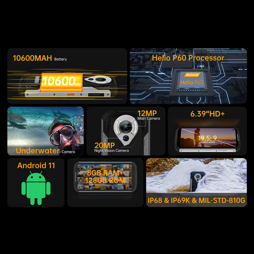 Teléfono Robusto Oukitel Wp16 10600 Mah, 8 Gb+128 Gb, Resist