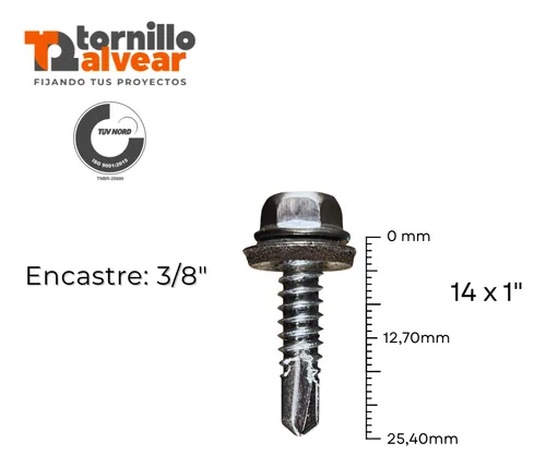 Tornillo Autoperforante Hexagonal 14x1 Mecha X2700u Techo