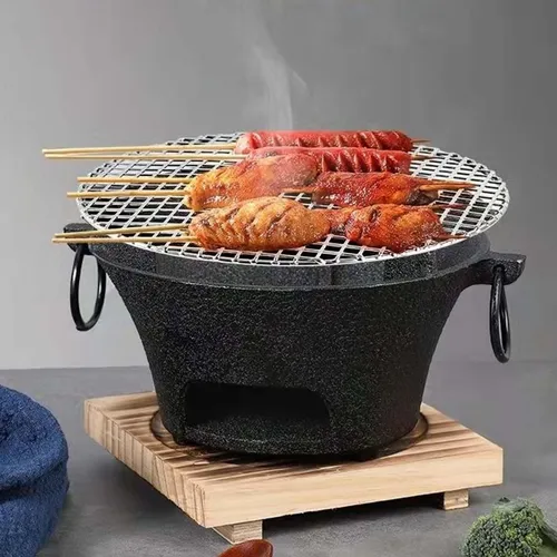 Recipiente Redondo Para Parrilla De Carbón Portátil Para L