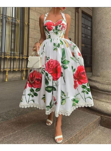 Vestido Dama Shein Flores Graduacion Boda Bautizo