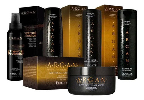 Kit Fidelite Argán Sh + Acon + Másc + Leavein + Protec Chico