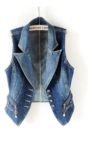 Chaqueta Vaquera Con Cremallera Para Y Chaleco Denim Mujer