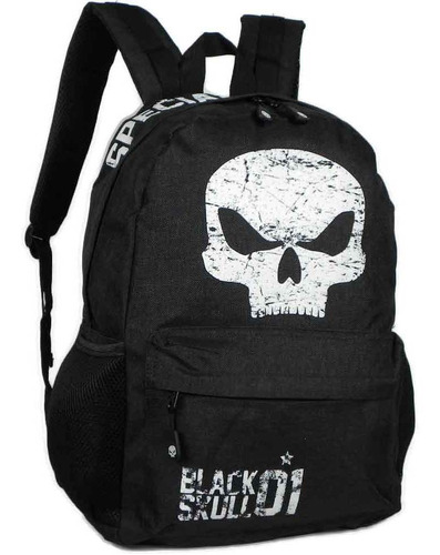 Mochila Juvenil Esportiva Clio Black Skull Bs3212 Caveira